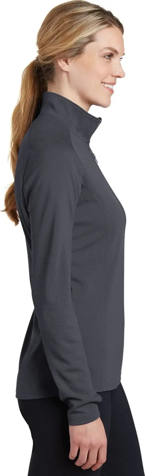 Sport-tek Lst860 Women’s Sport-wick Textured 1/4-zip Pullover - Iron Gray