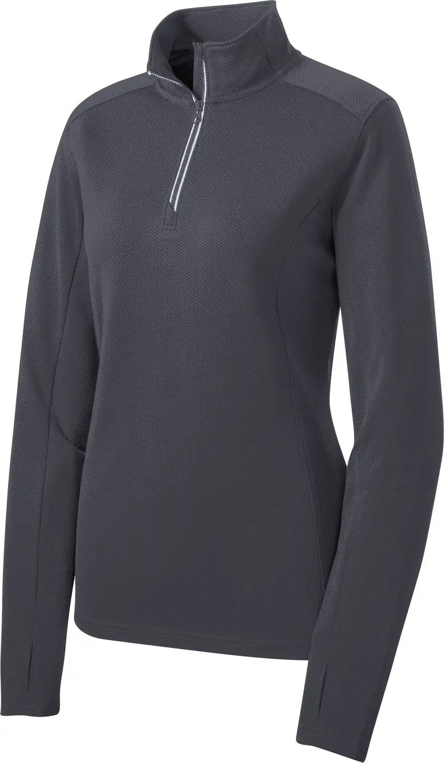 Sport-tek Lst860 Women’s Sport-wick Textured 1/4-zip Pullover - Iron Gray