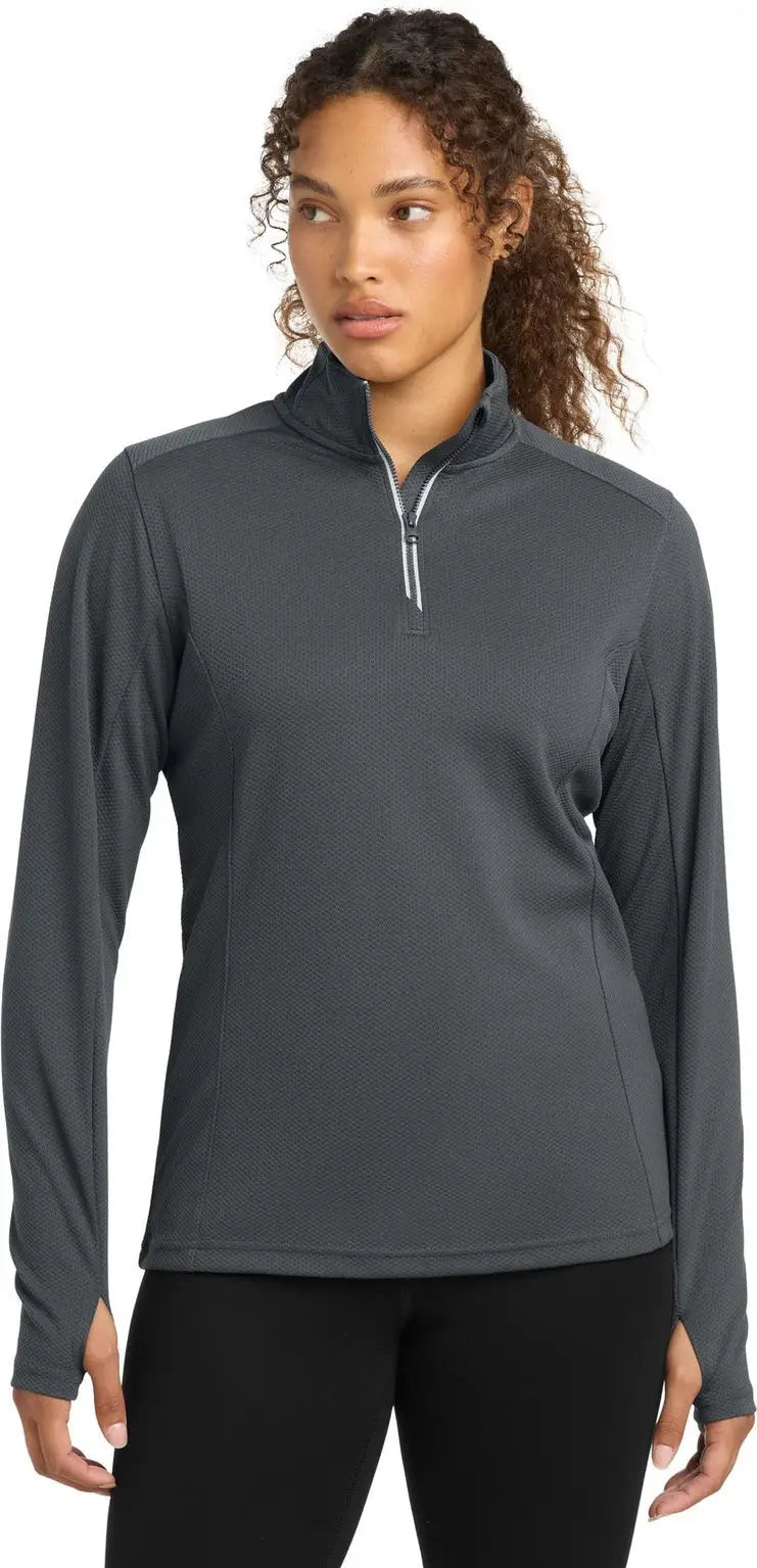 Sport-tek Lst860 Women’s Sport-wick Textured 1/4-zip Pullover - Iron Gray