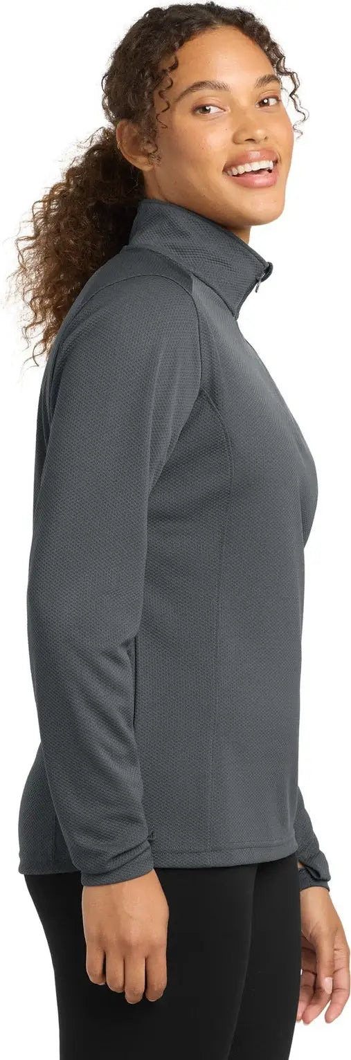 Sport-tek Lst860 Women’s Sport-wick Textured 1/4-zip Pullover - Iron Gray