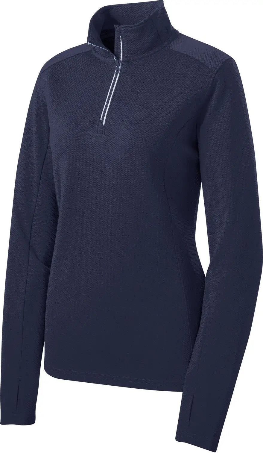 Sport-tek Lst860 Women’s Sport-wick Textured 1/4-zip Pullover - True Navy