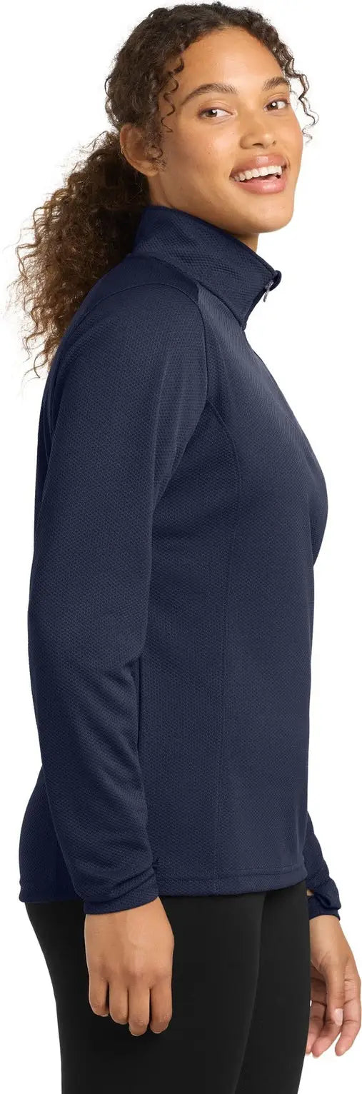 Sport-tek Lst860 Women’s Sport-wick Textured 1/4-zip Pullover - True Navy