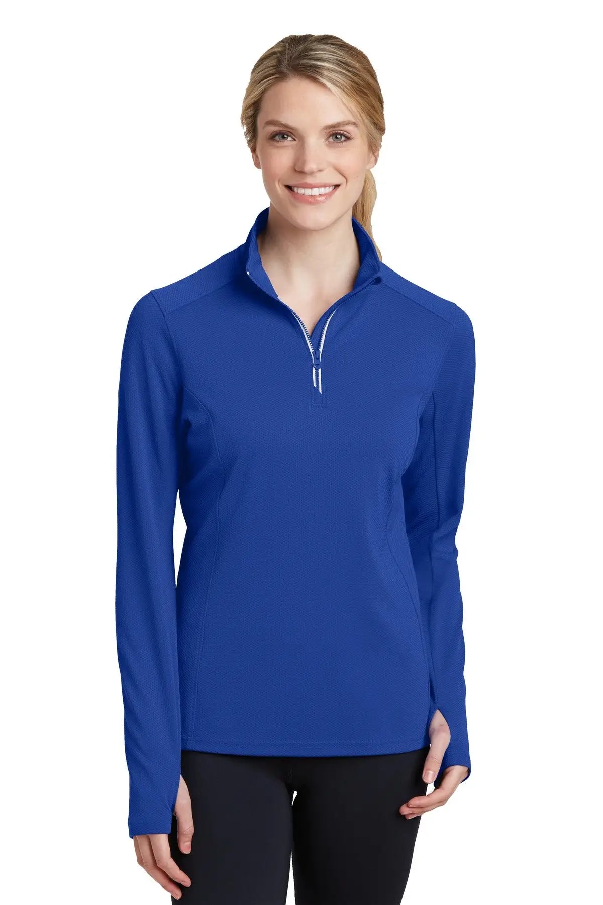Sport-tek Lst860 Women’s Sport-wick Textured 1/4-zip Pullover - True Royal - Ladies Xs