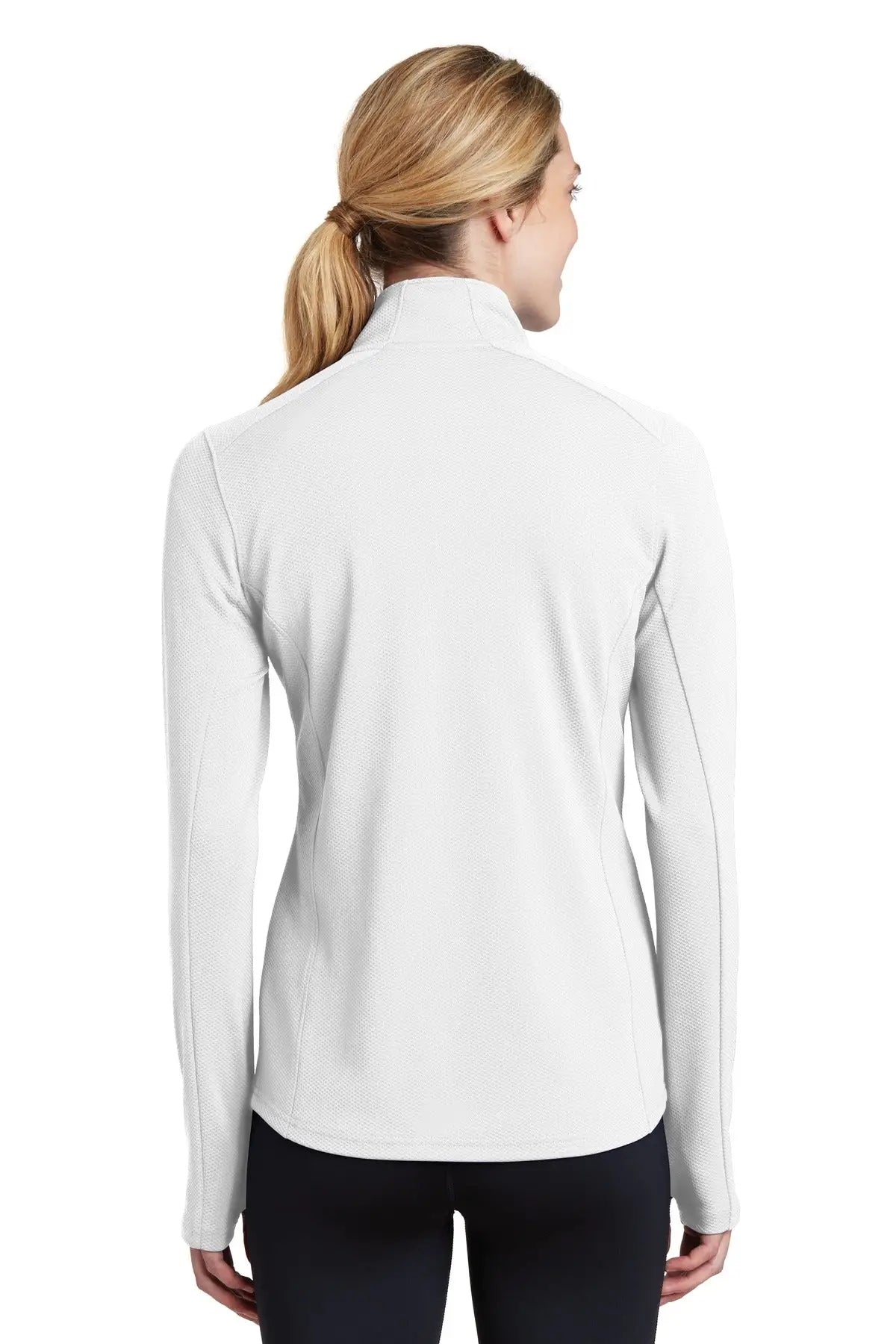 Sport-tek Lst860 Women’s Sport-wick Textured 1/4-zip Pullover - White