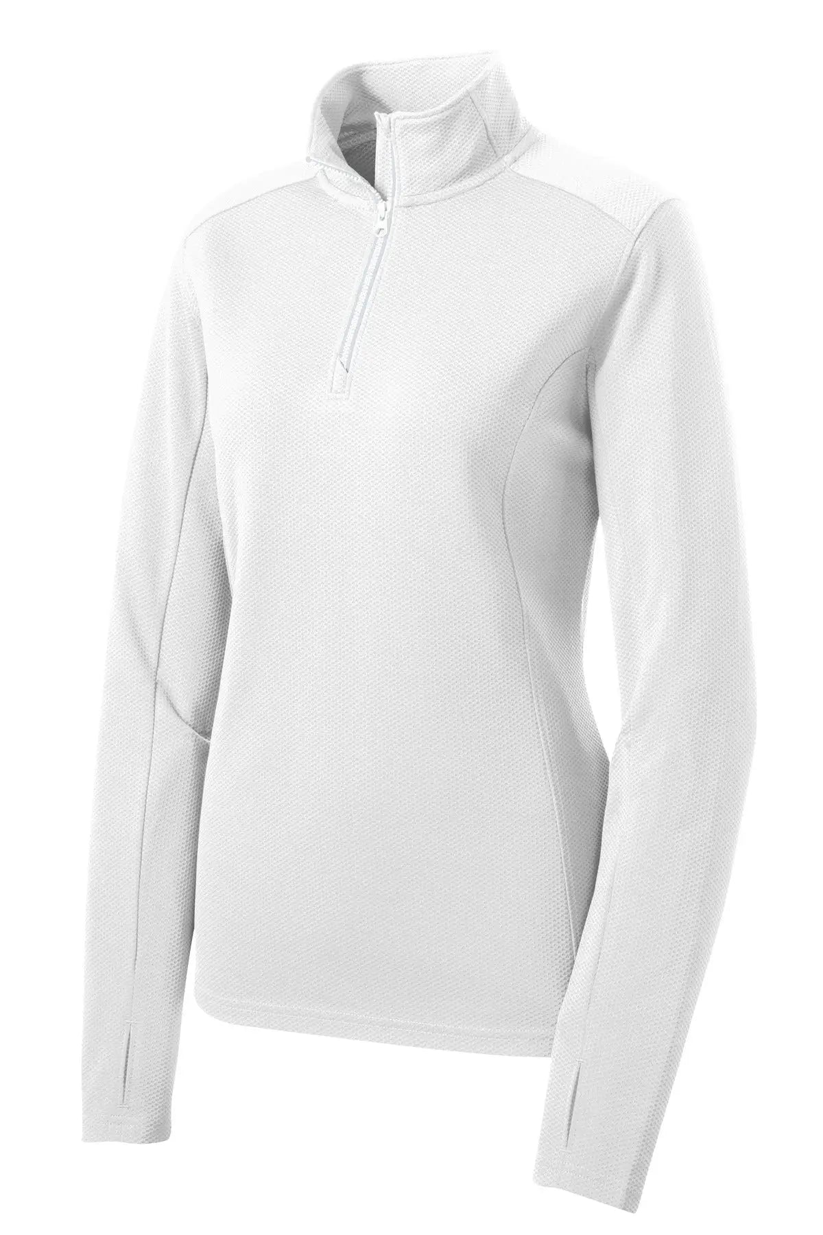 Sport-tek Lst860 Women’s Sport-wick Textured 1/4-zip Pullover - White