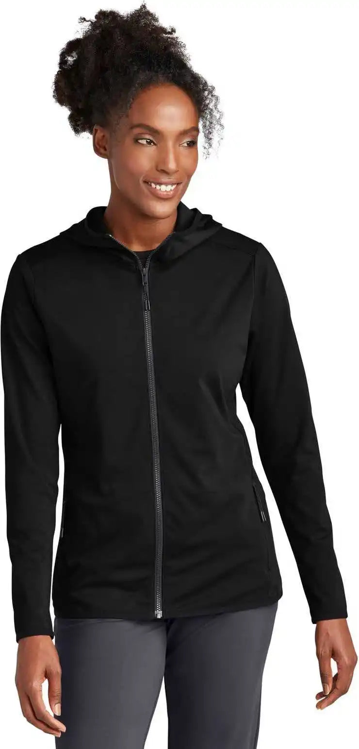 Sport Tek Lst870 Women’s Circuit Hooded Full Zip Deep Black