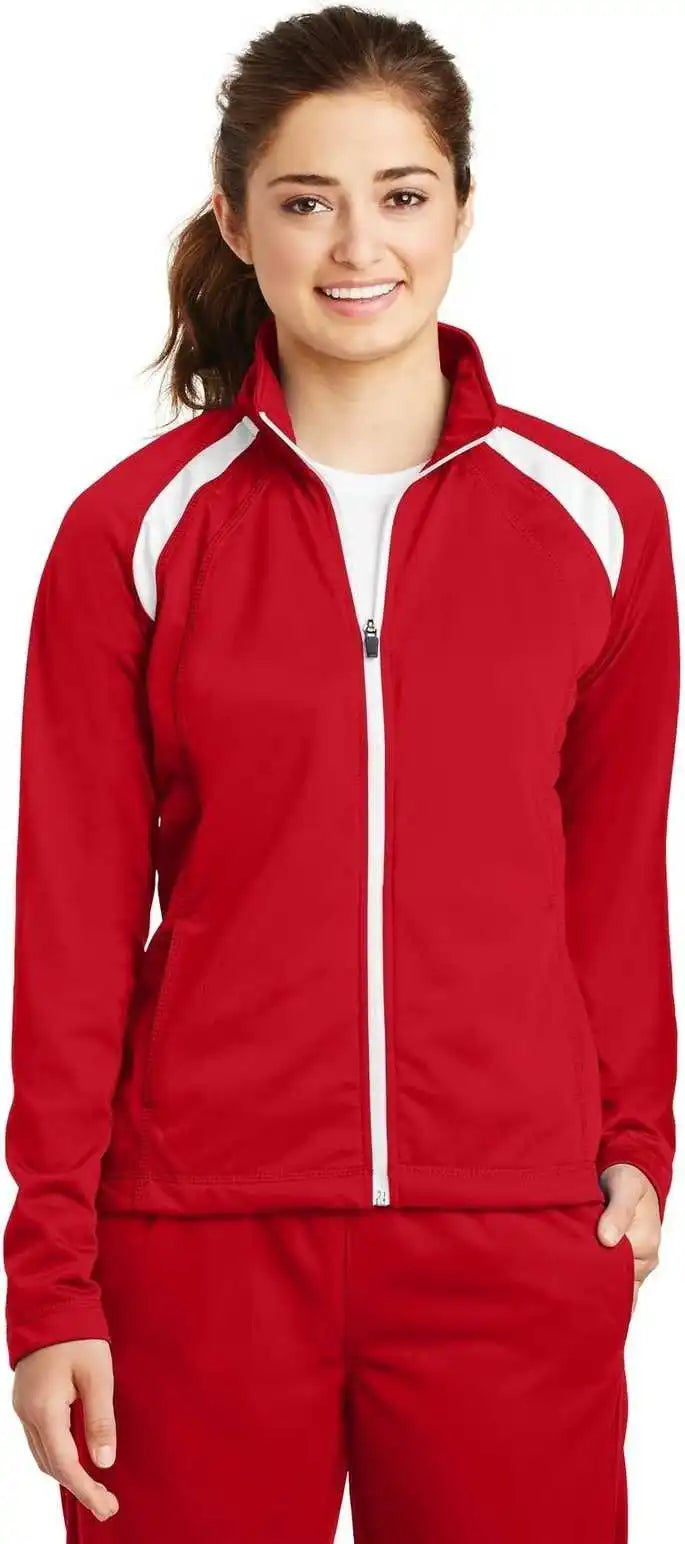 Sport-tek Lst90 Ladies Tricot Track Jacket - True Red White