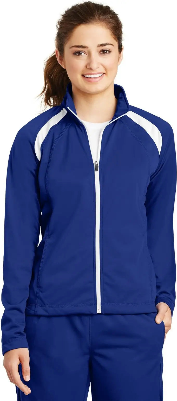 Sport-tek Lst90 Women’s Tricot Track Jacket - True Royal White