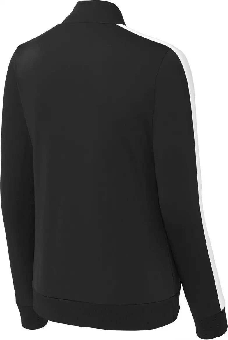 Sport-tek Lst94 Ladies Tricot Sleeve Stripe Track Jacket - Black White