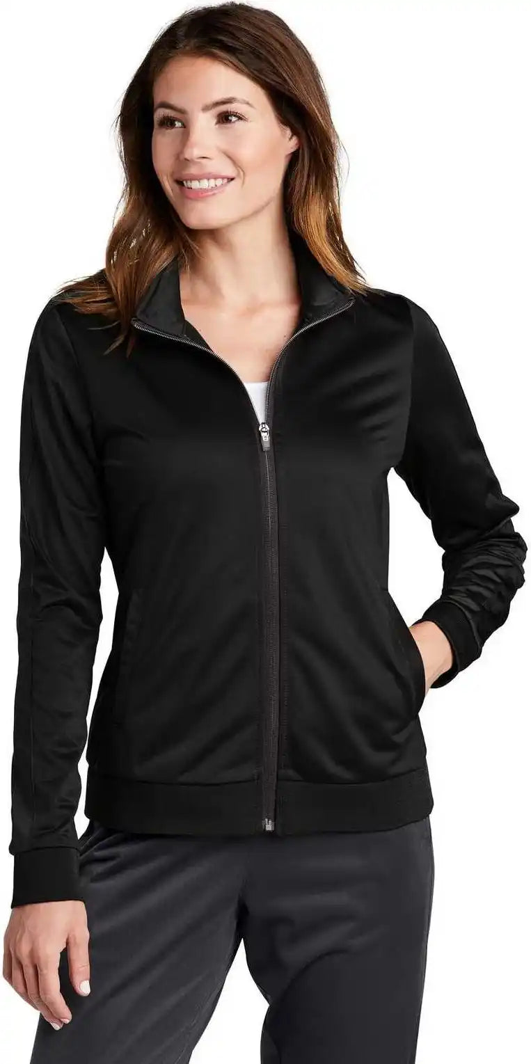 Sport-tek Lst94 Ladies Tricot Track Jacket - Black