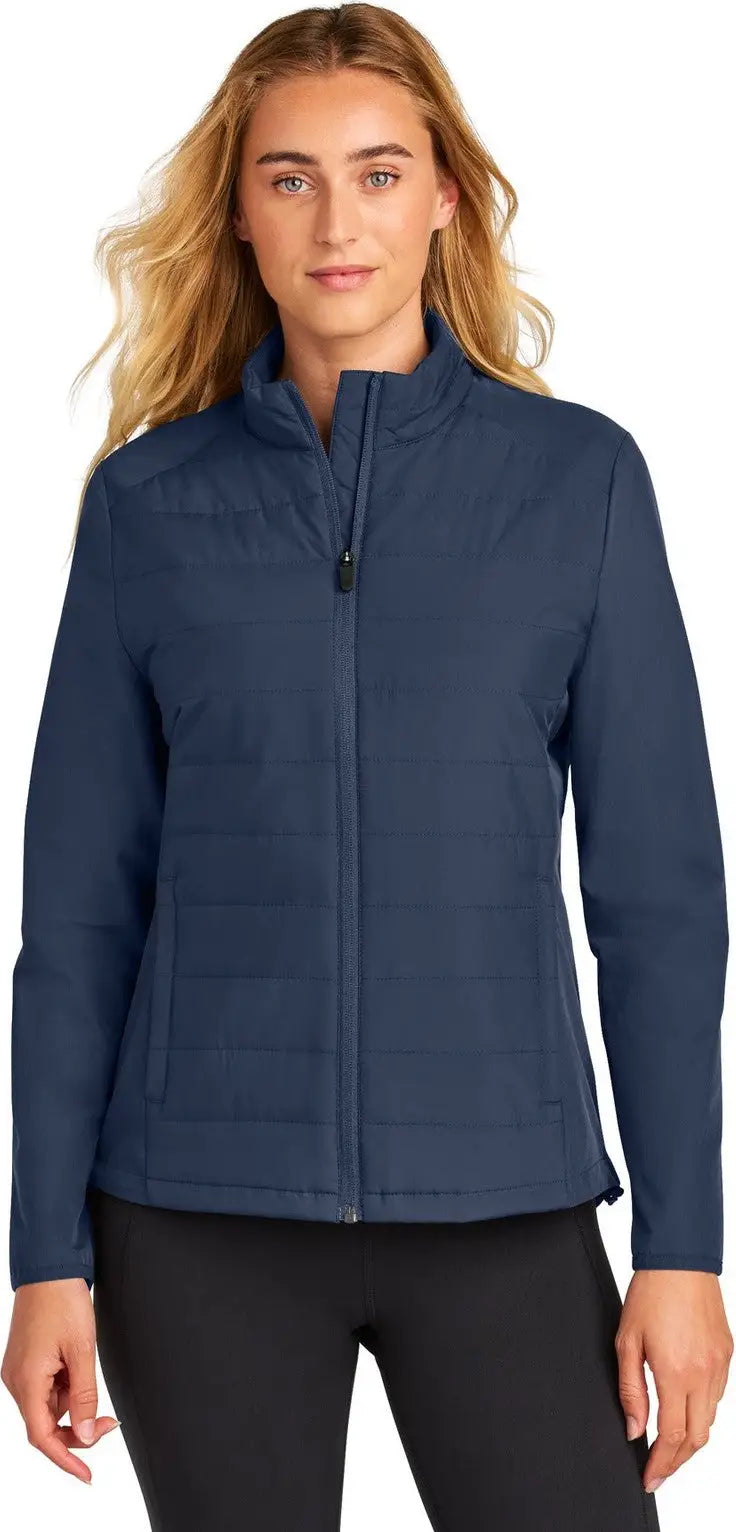 Sport-tek Lst940 Women’s Teknical Hybrid Jacket - True Navy - Ladies Xs