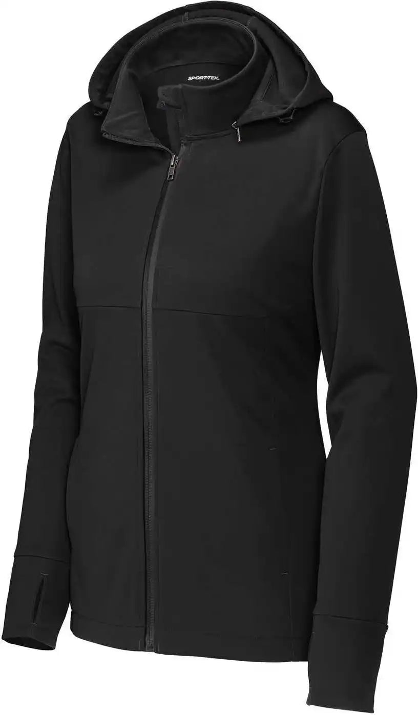 Sport Tek Lst980 Ladies Hooded Soft Shell Jacket Deep Black