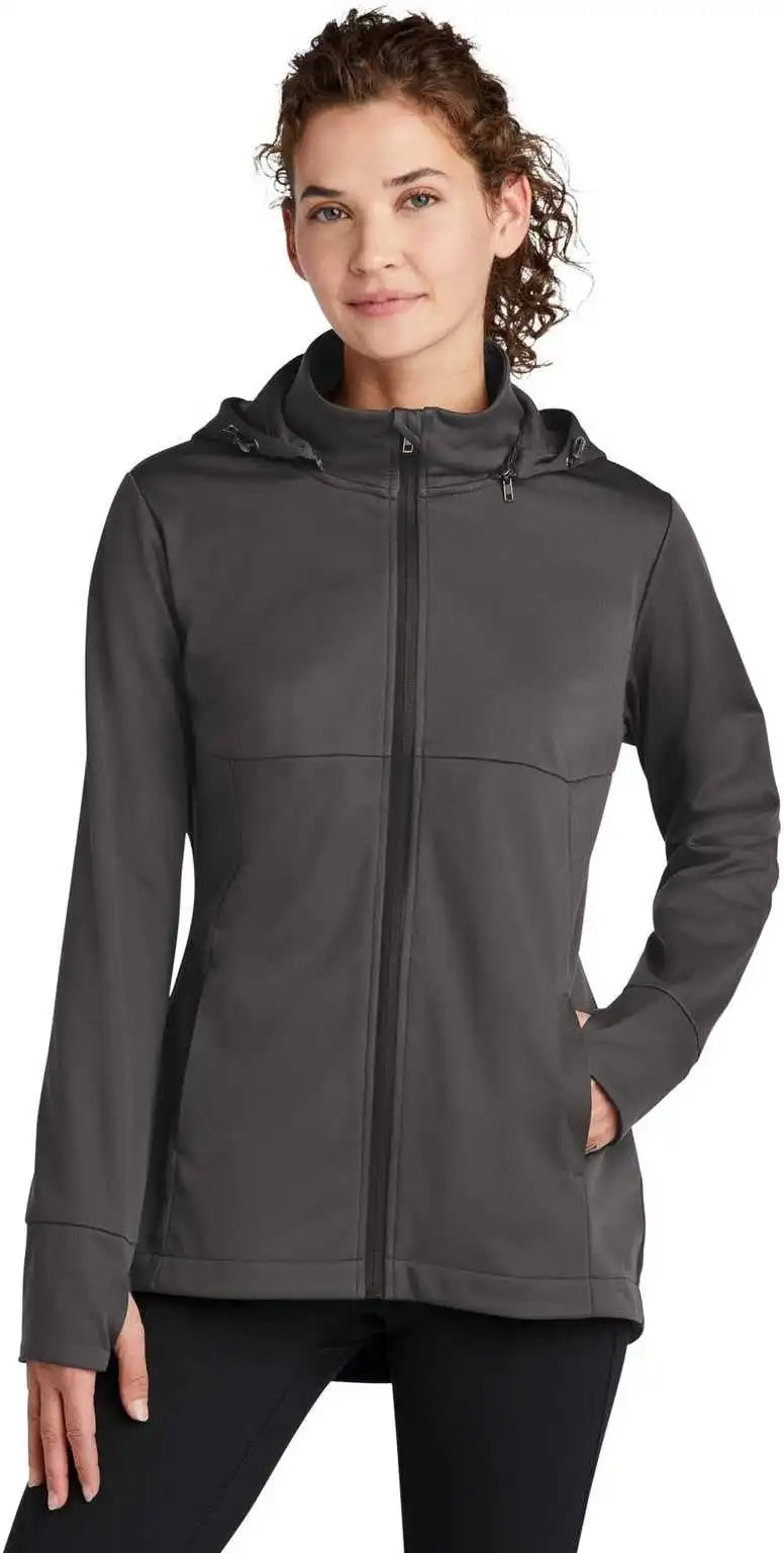 Sport Tek Lst980 Ladies Hooded Soft Shell Jacket Graphite