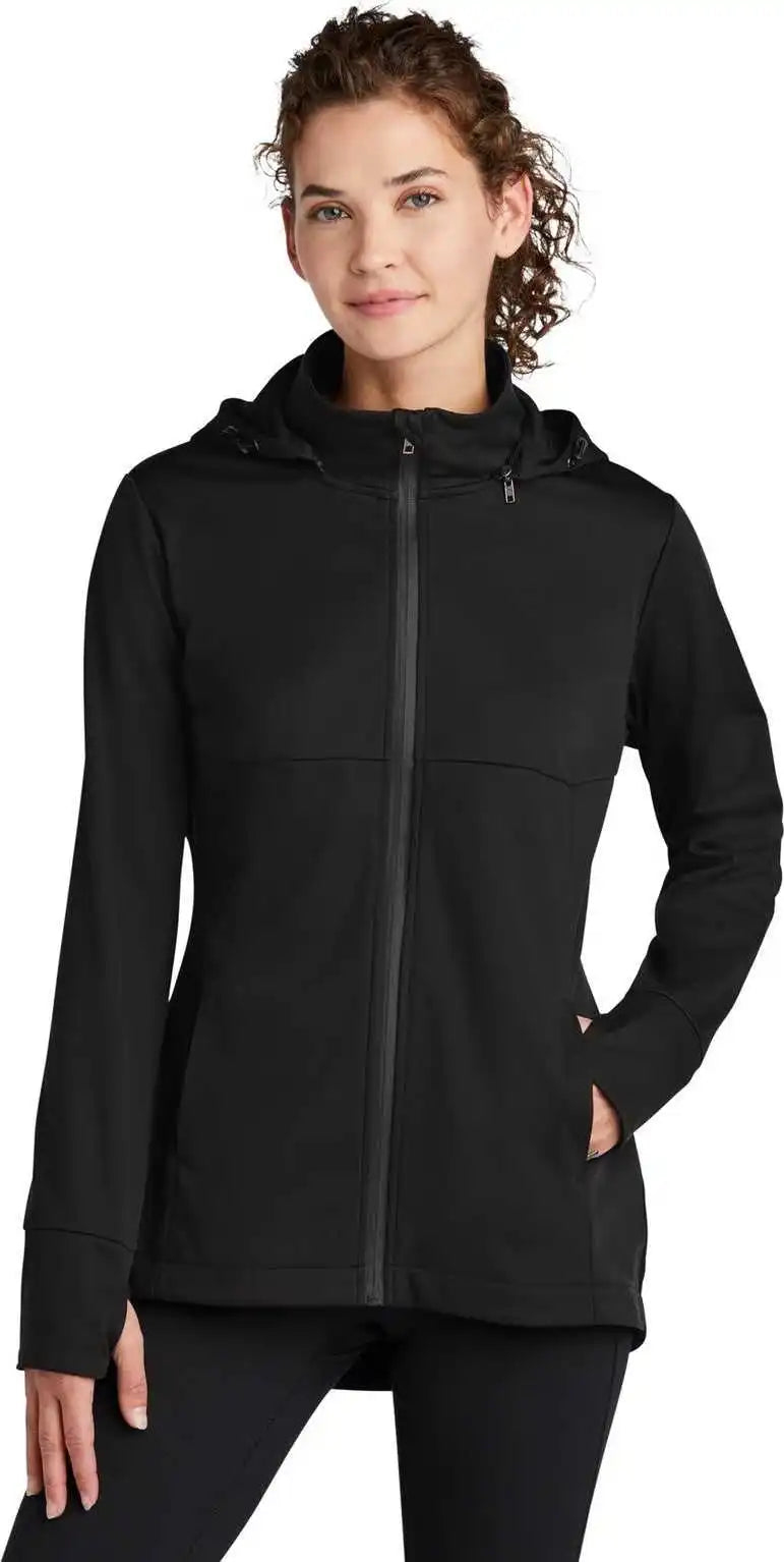 Sport-tek Lst980 Women’s Hooded Soft Shell Jacket - Deep Black
