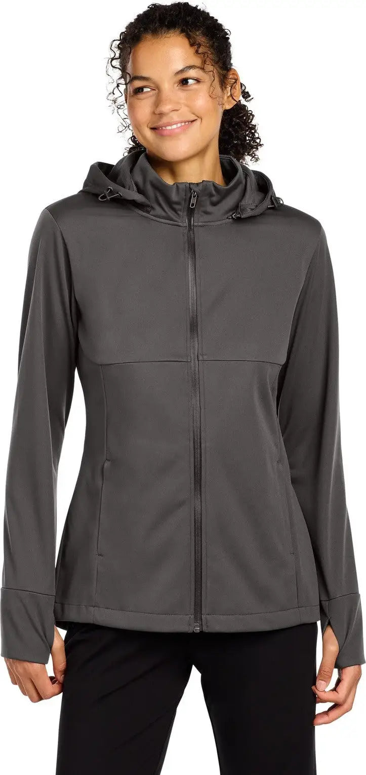 Sport-tek Lst980 Women’s Hooded Soft Shell Jacket - Graphite - Ladies Xs