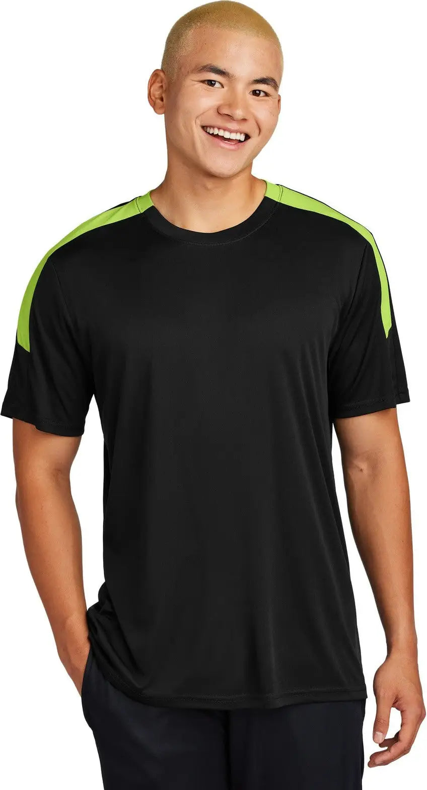 Sport-tek St100 Competitor United Crew - Black Lime Shock
