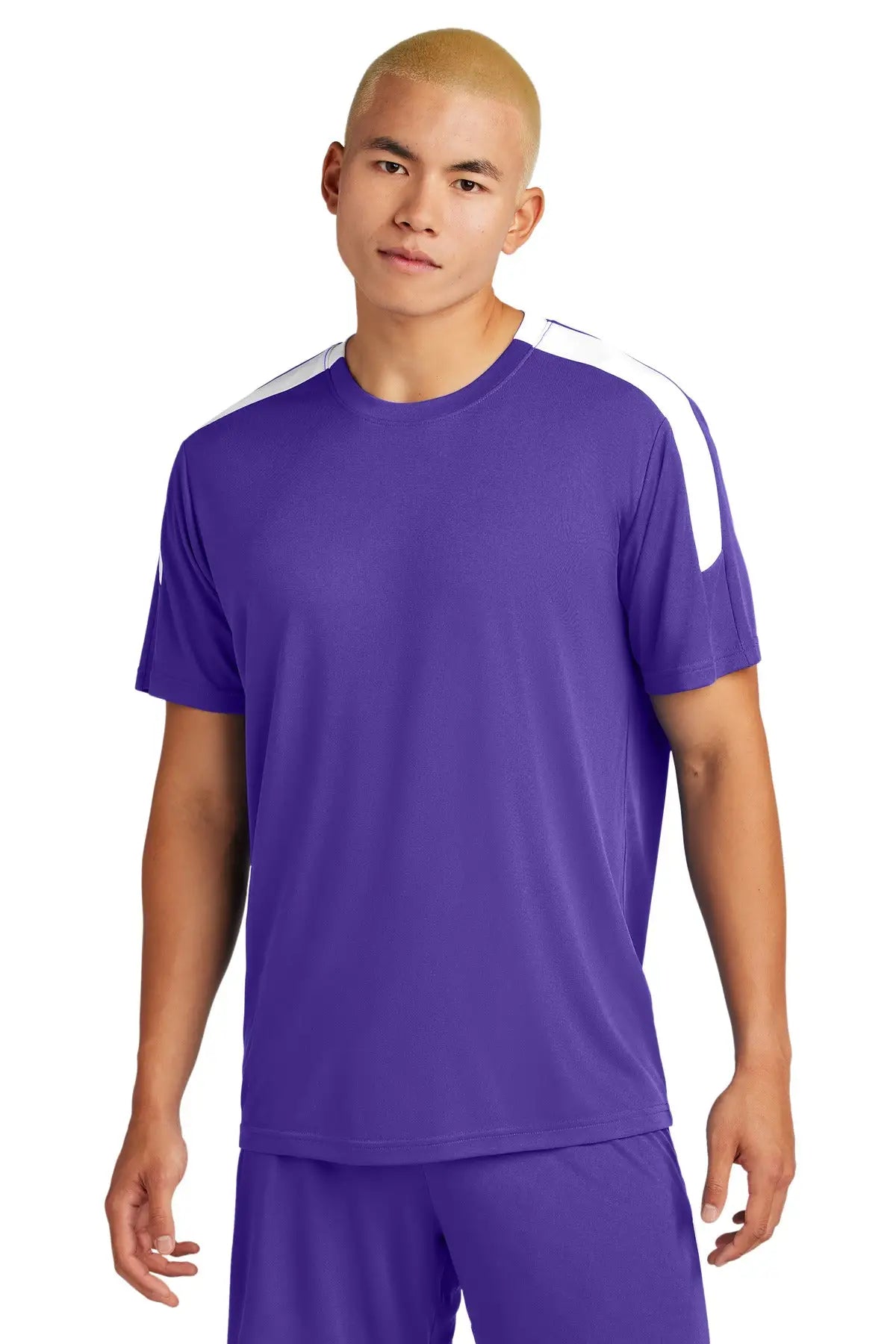 Sport-tek St100 Competitor United Crew - Purple White - Purple/ / Adult Xs