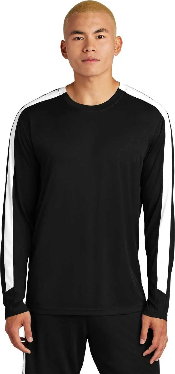 Sport-tek St100ls Competitor United Long Sleeve Crew - Black/ White