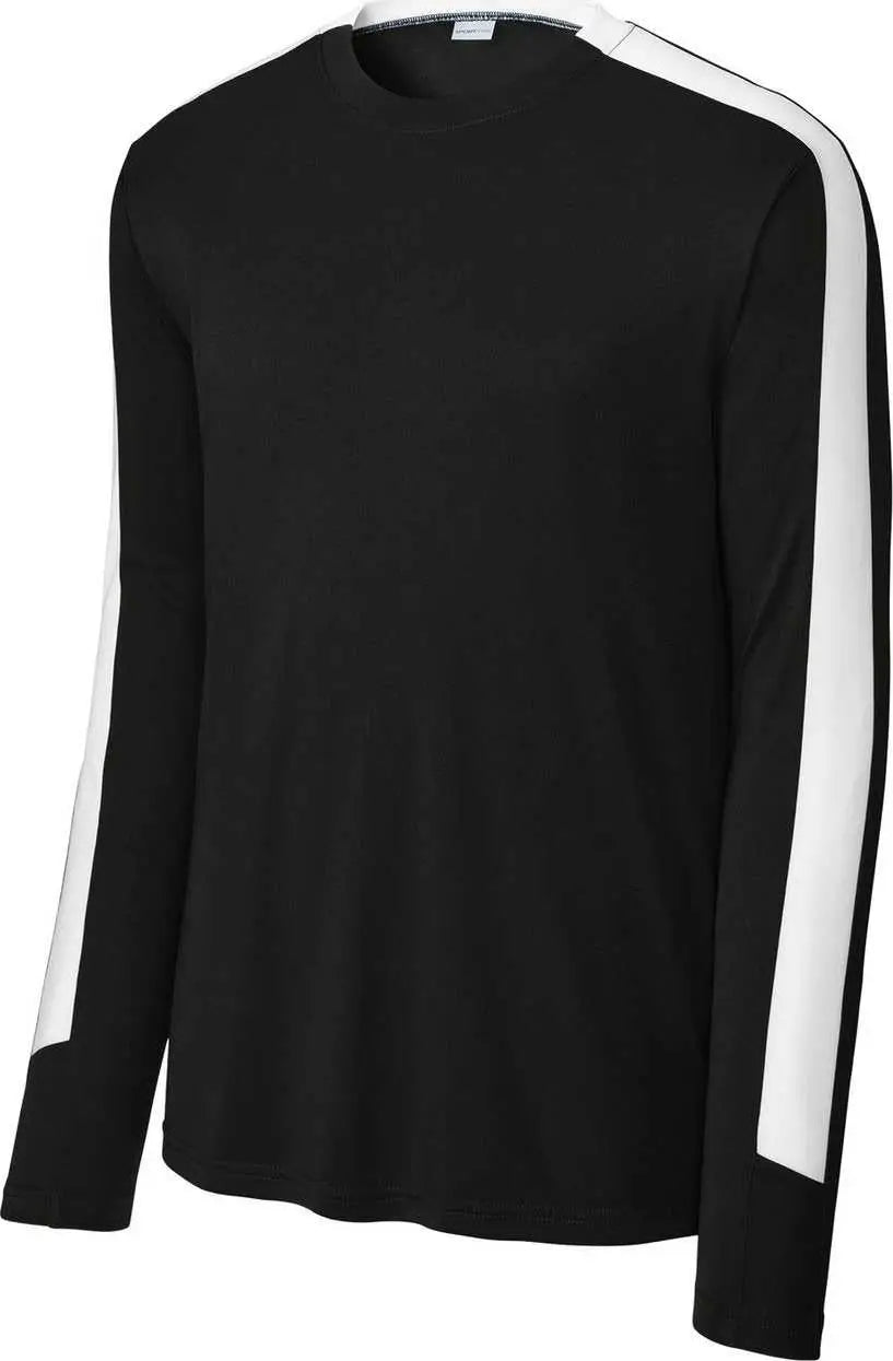 Sport-tek St100ls Competitor United Long Sleeve Crew - Black/ White