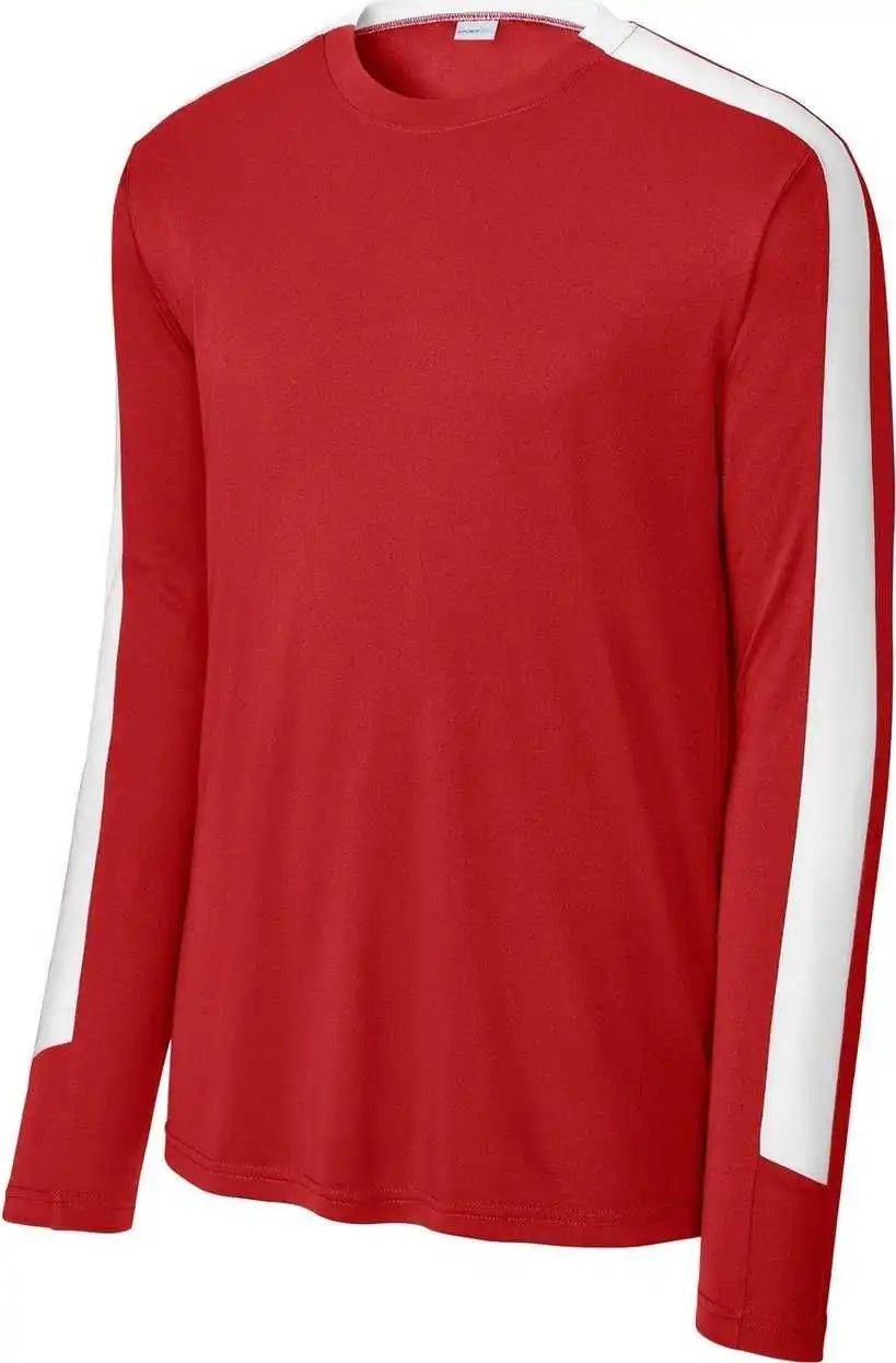 Sport Tek St100ls Competitor United Long Sleeve Crew Dprd/wht