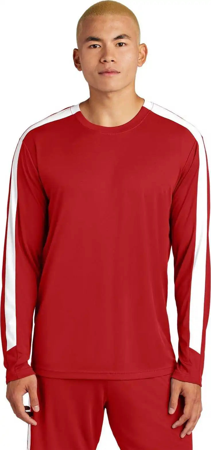 Sport Tek St100ls Competitor United Long Sleeve Crew Dprd/wht