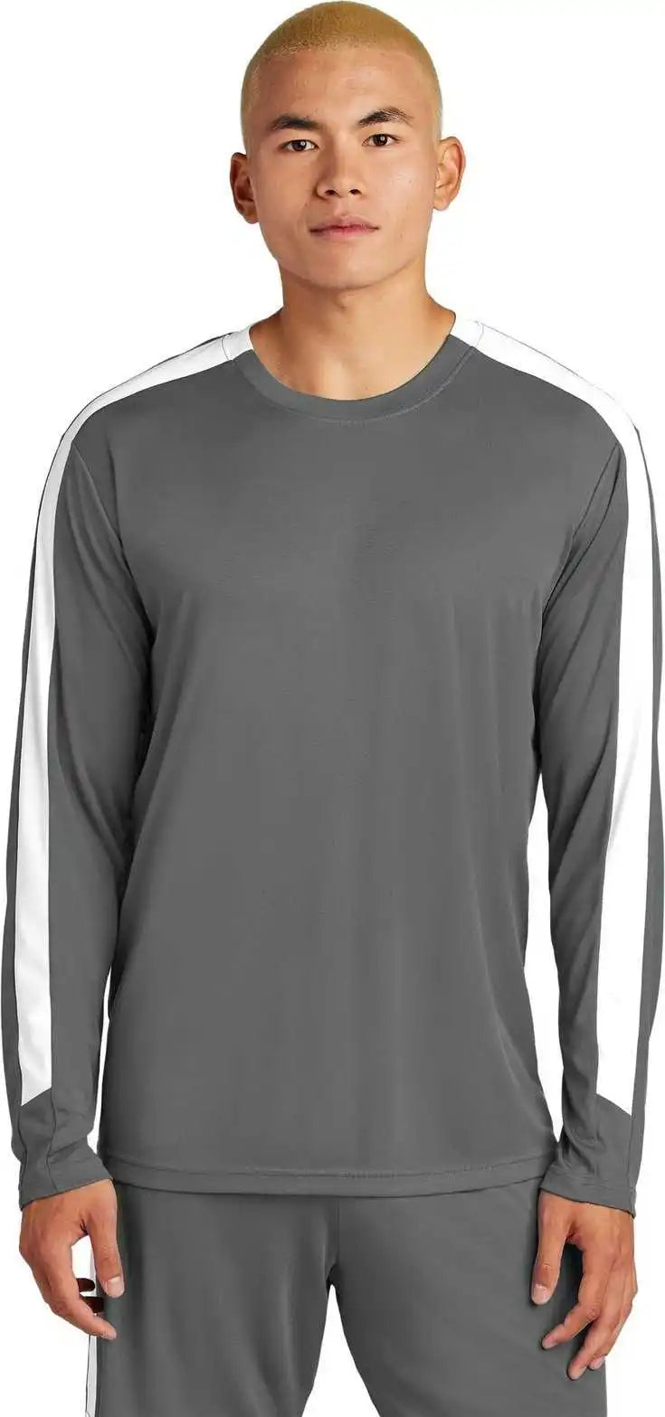 Sport-tek St100ls Competitor United Long Sleeve Crew - Irgy/white