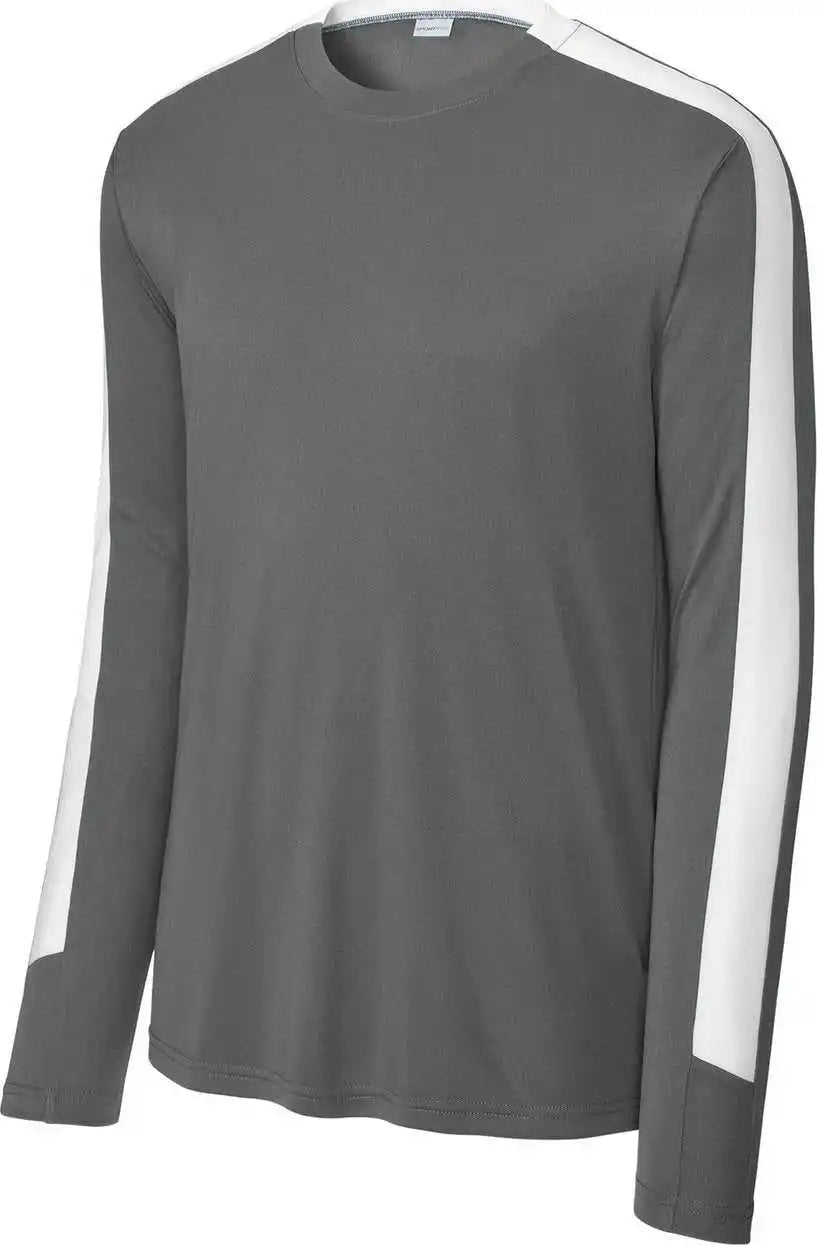 Sport-tek St100ls Competitor United Long Sleeve Crew - Irgy/white