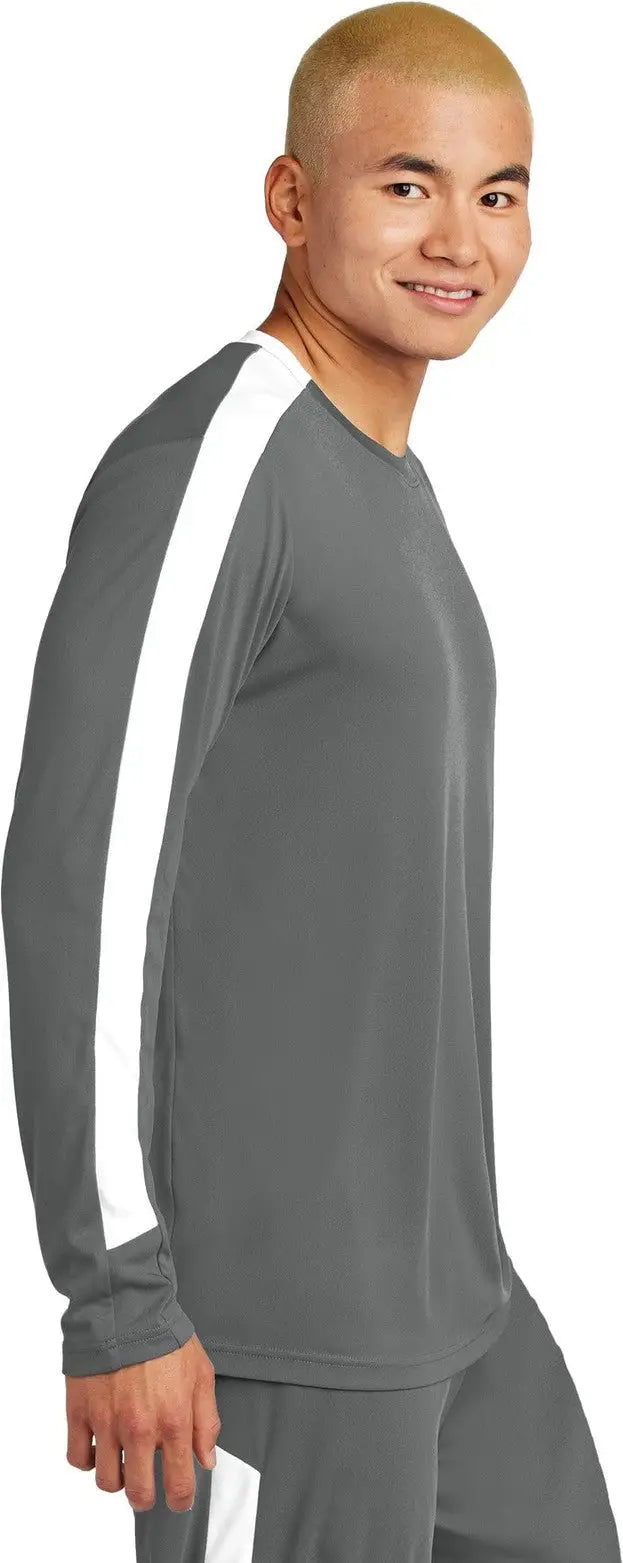 Sport-tek St100ls Competitor United Long Sleeve Crew - Iron Gray White