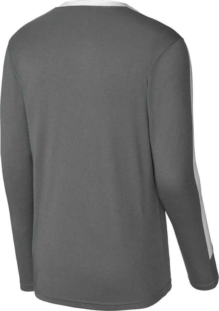 Sport-tek St100ls Competitor United Long Sleeve Crew - Iron Gray White