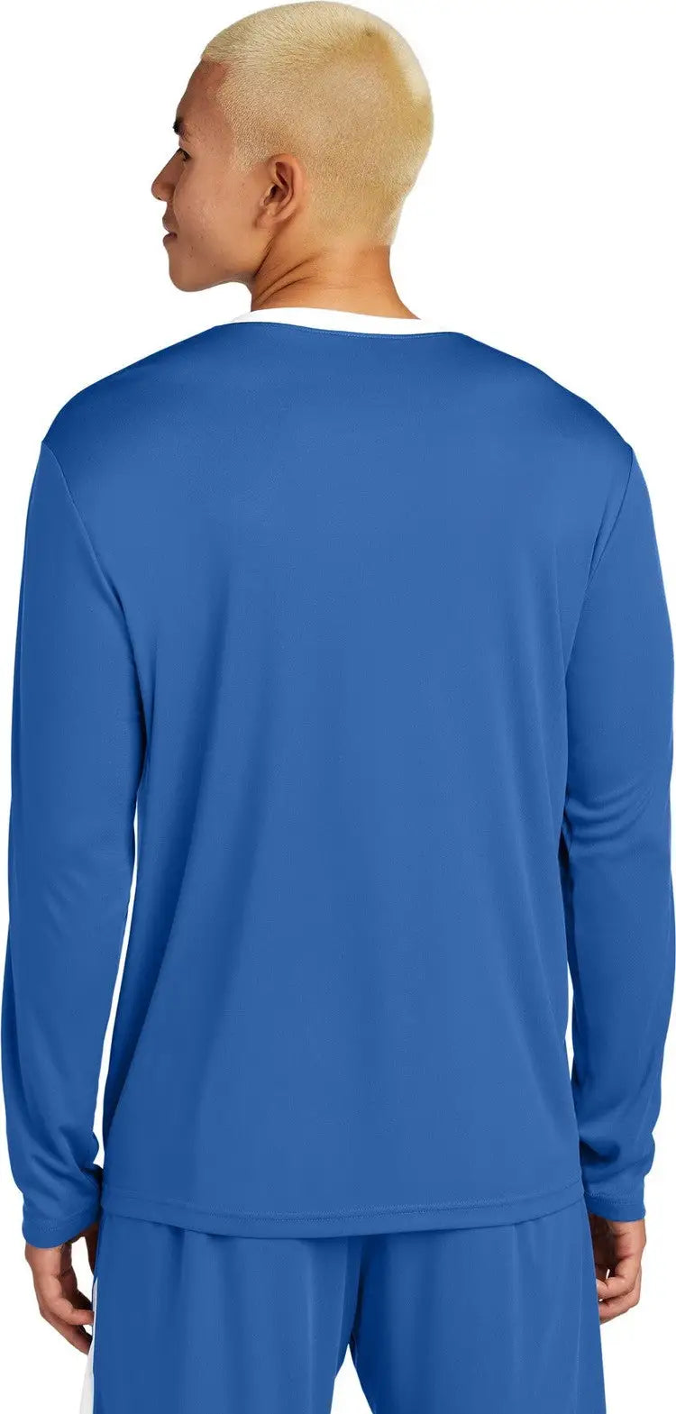 Sport-tek St100ls Competitor United Long Sleeve Crew - True Royal White
