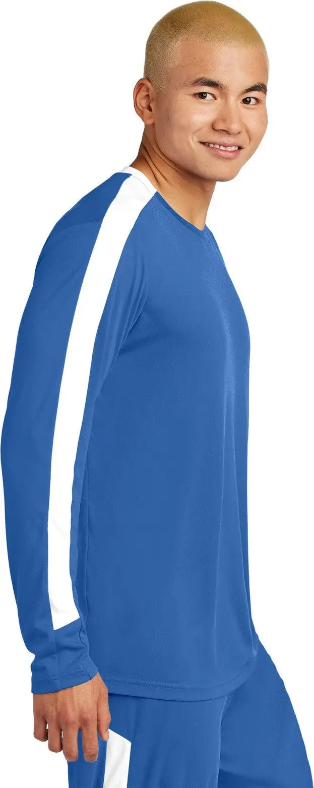 Sport-tek St100ls Competitor United Long Sleeve Crew - True Royal White