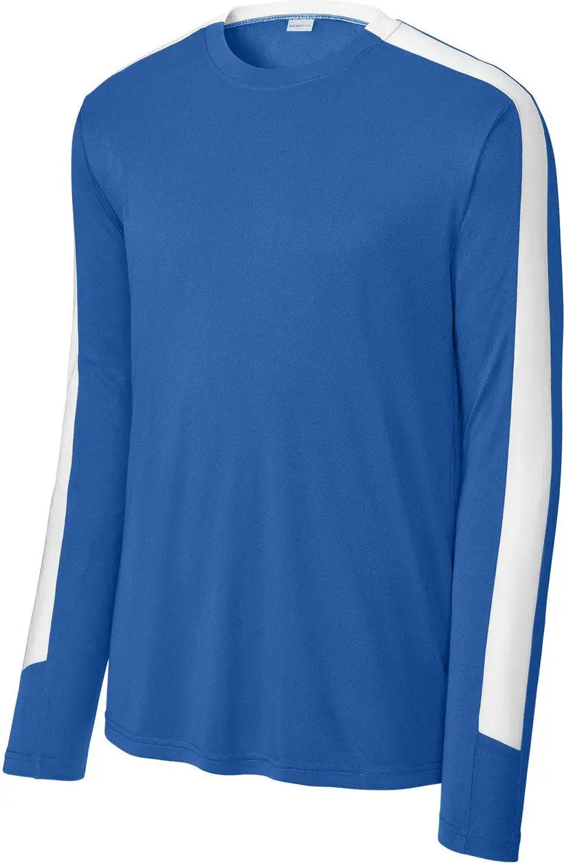 Sport-tek St100ls Competitor United Long Sleeve Crew - True Royal White