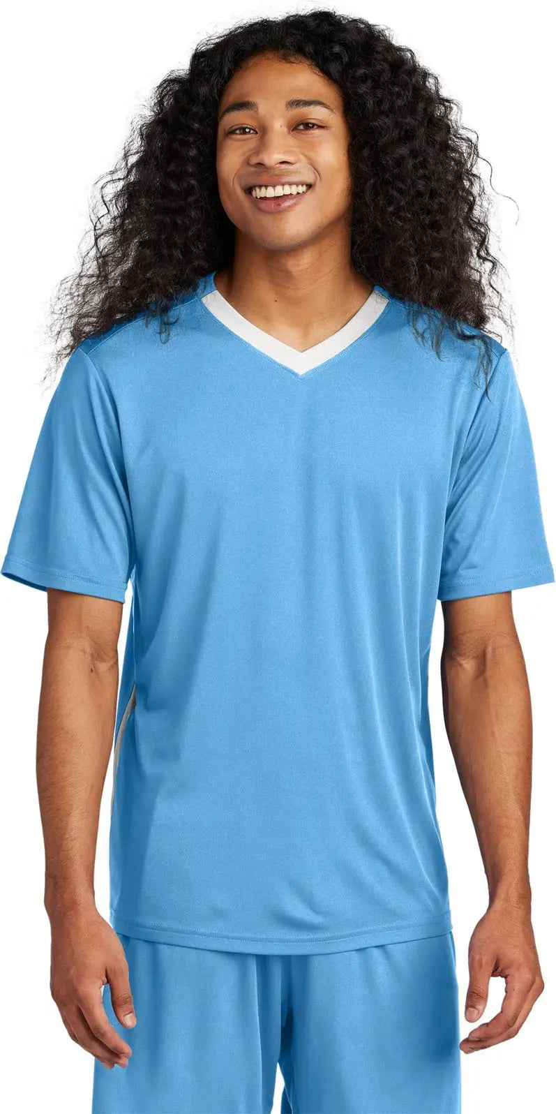 Sport-tek St101 Competitor United V-neck - Carolina Blue White