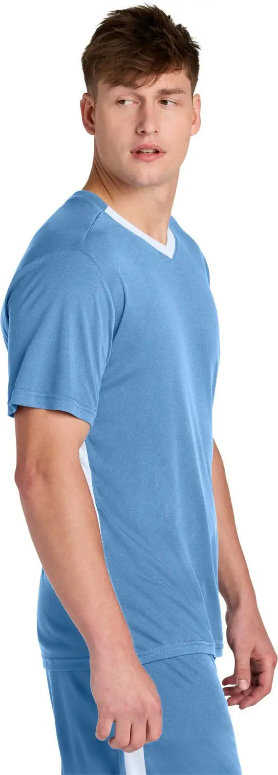Sport-tek St101 Competitor United V-neck - Carolina Blue White