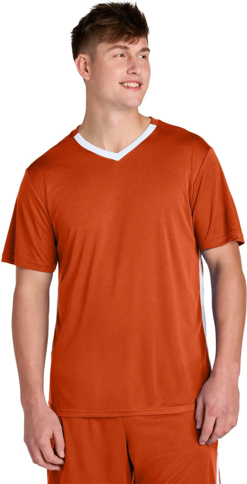 Sport-tek St101 Competitor United V-neck - Deep Orange White