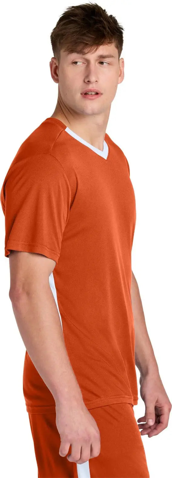Sport-tek St101 Competitor United V-neck - Deep Orange White