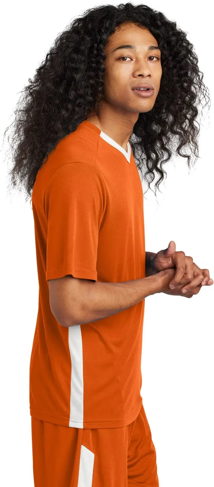Sport-tek St101 Competitor United V-neck - Deep Orange White