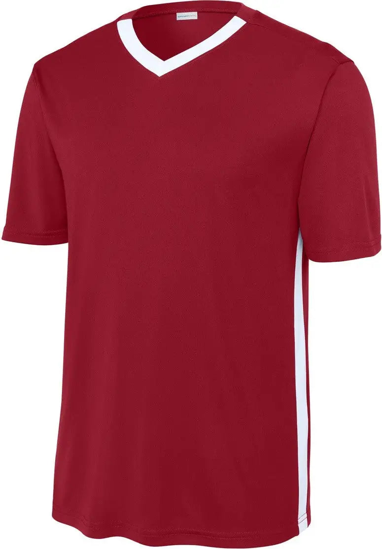 Sport-tek St101 Competitor United V-neck - Deep Red White