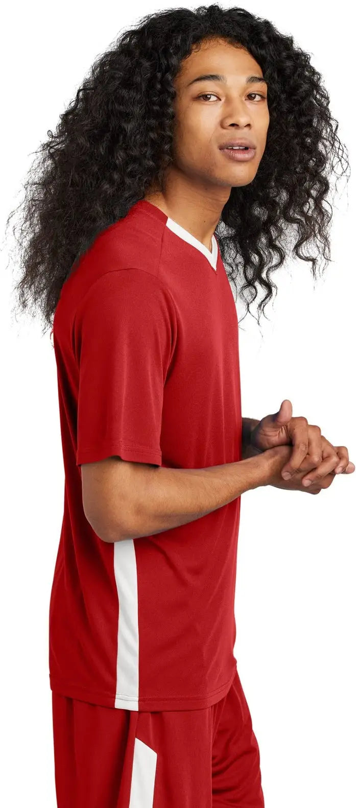 Sport-tek St101 Competitor United V-neck - Deep Red White
