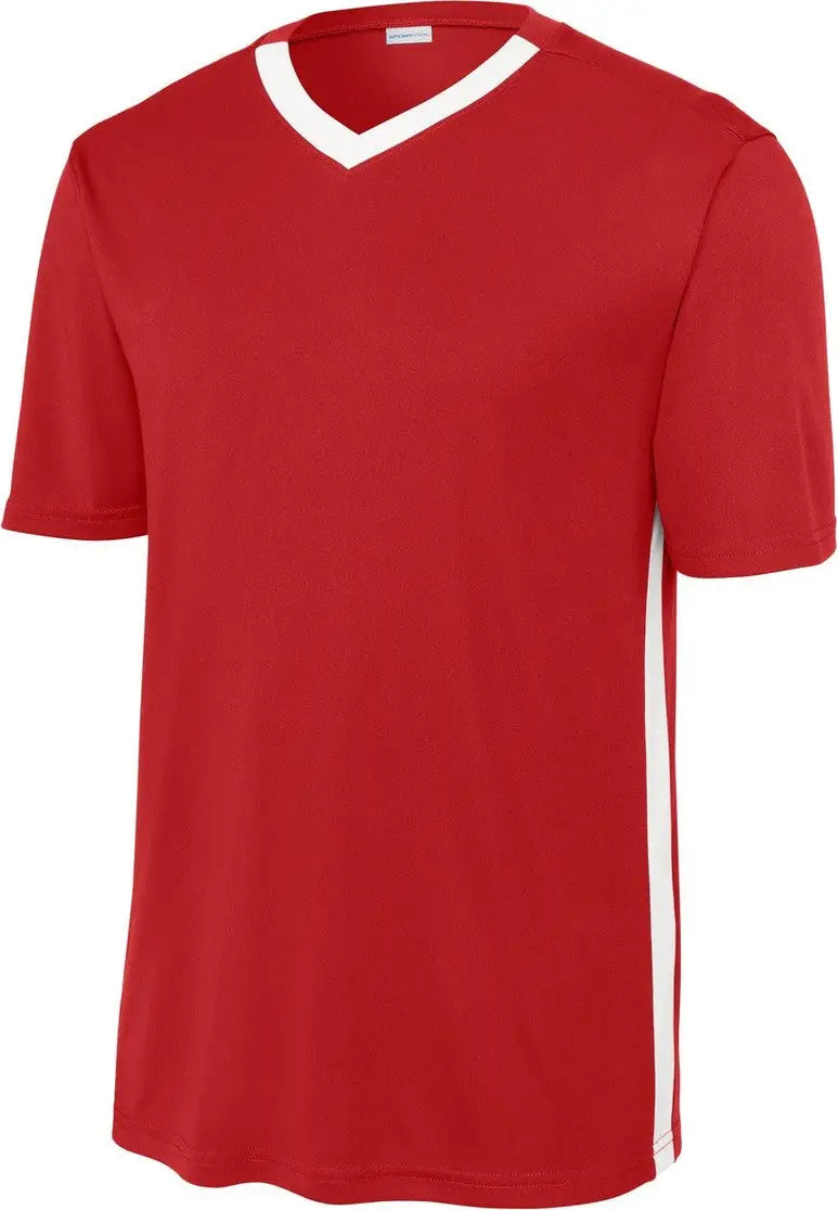 Sport-tek St101 Competitor United V-neck - Deep Red White