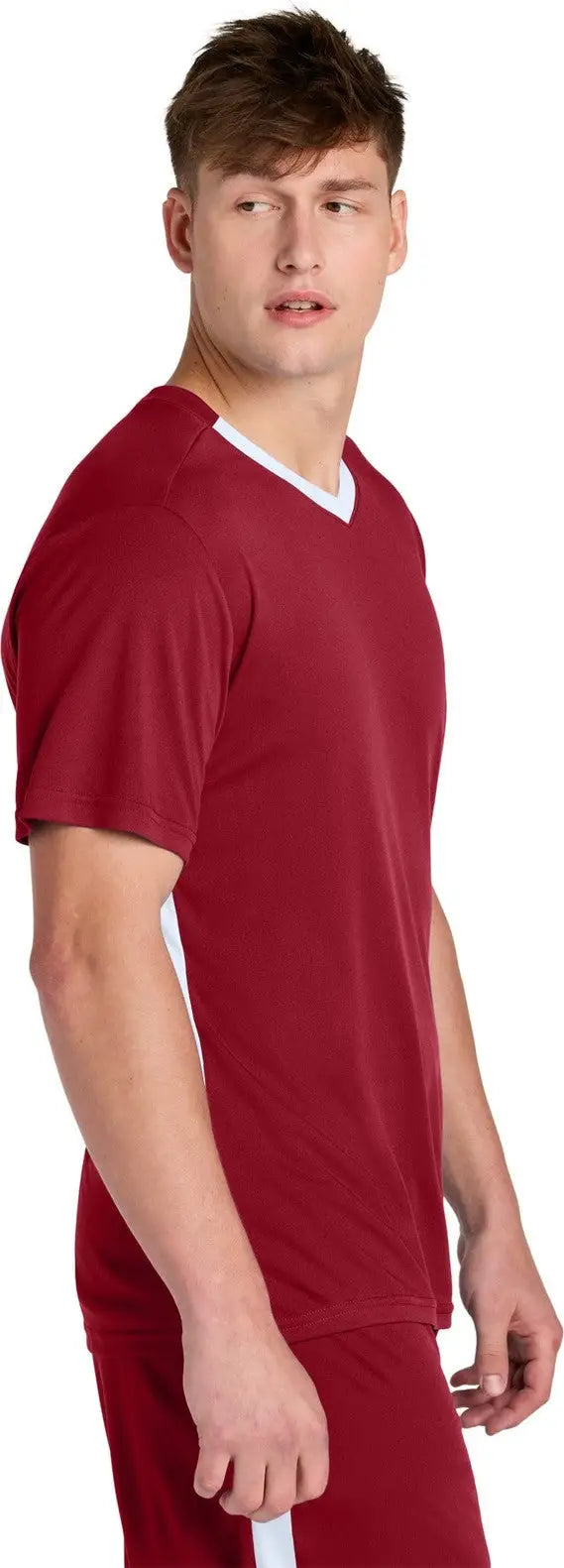 Sport-tek St101 Competitor United V-neck - Deep Red White