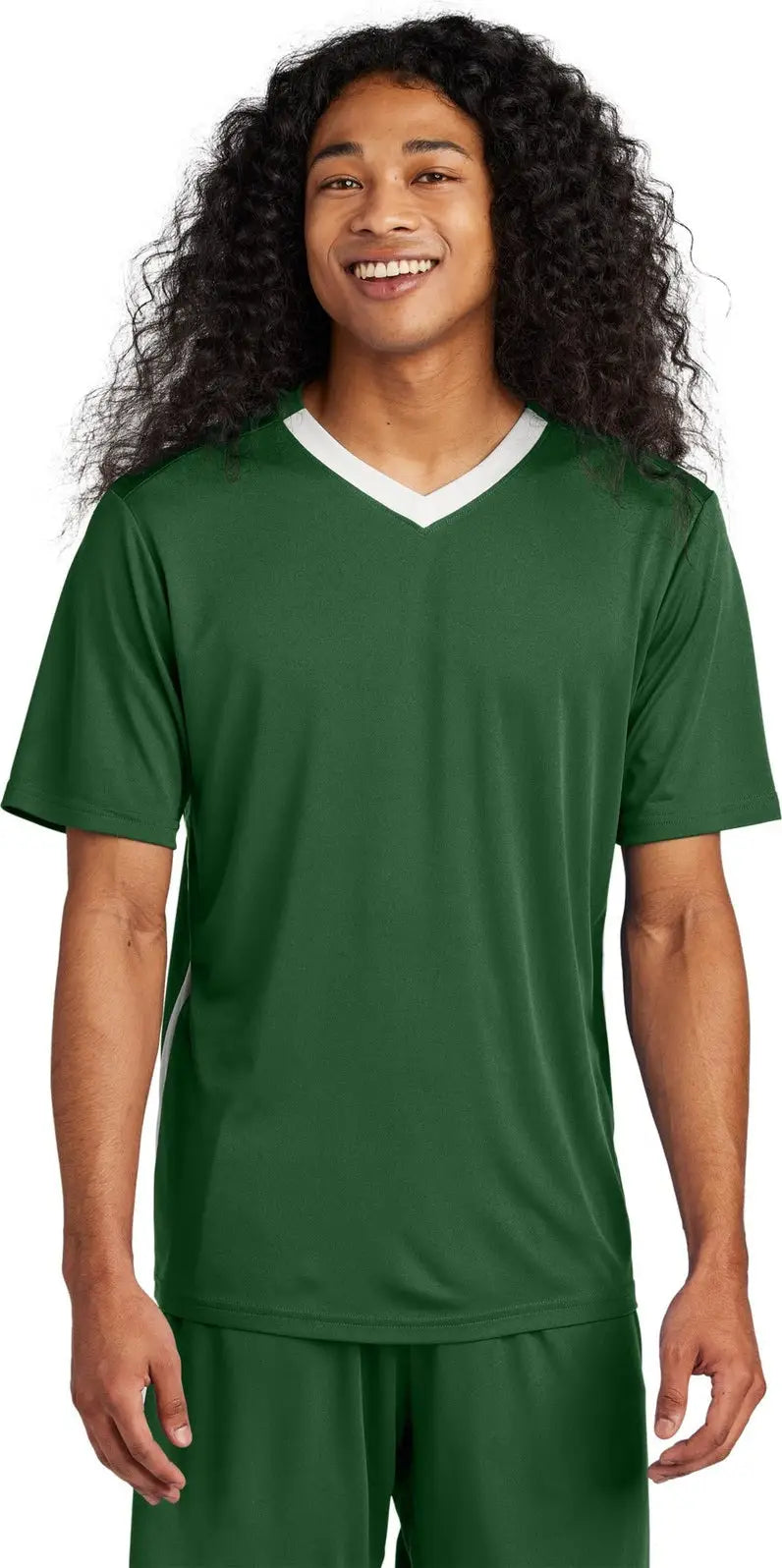 Sport-tek St101 Competitor United V-neck - Forest Green White