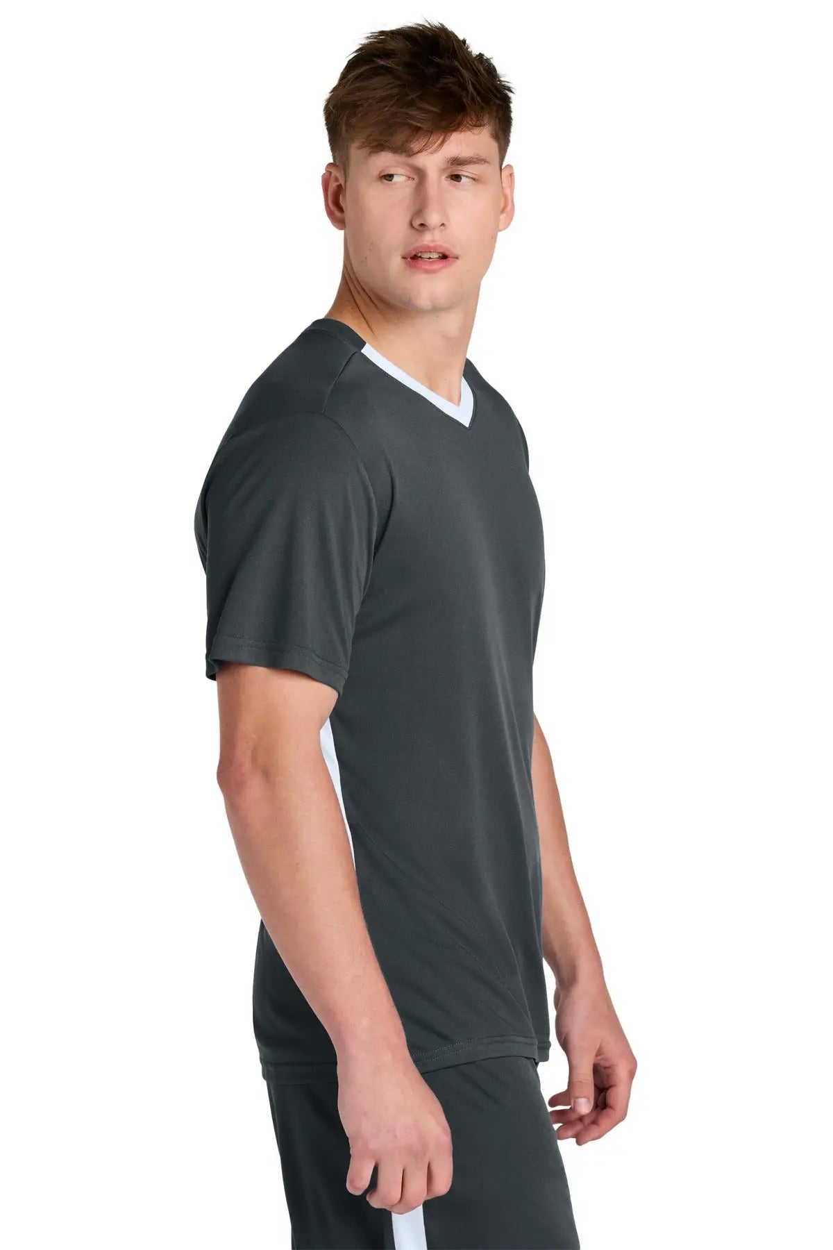 Sport-tek St101 Competitor United V-neck - Iron Gray White