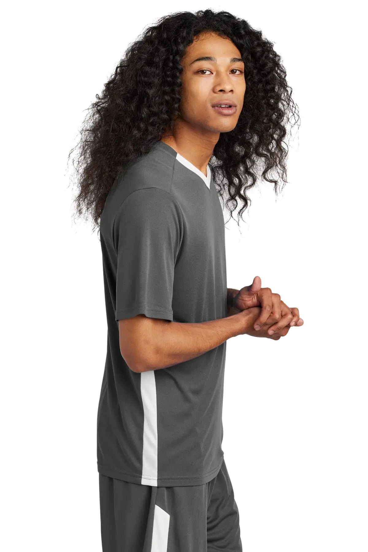 Sport-tek St101 Competitor United V-neck - Iron Gray White
