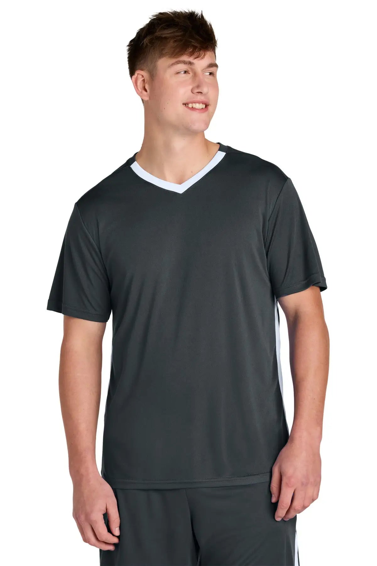 Sport-tek St101 Competitor United V-neck - Iron Gray White