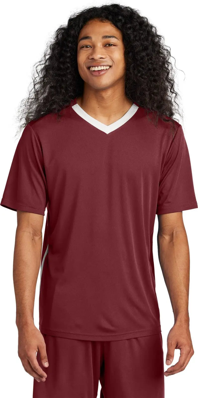 Sport-tek St101 Competitor United V-neck - Maroon White
