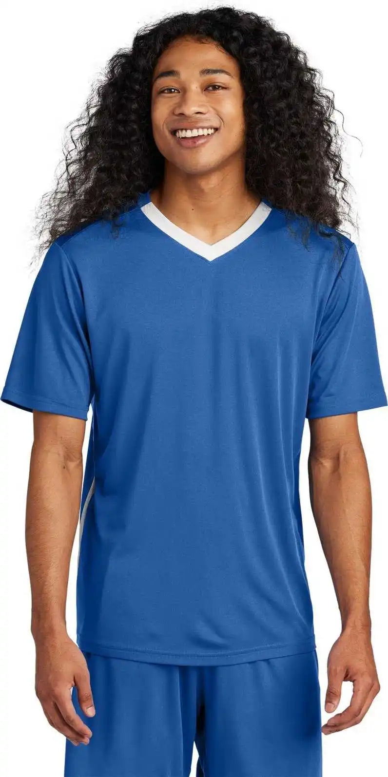 Sport-tek St101 Competitor United V-neck - True Royal/ White