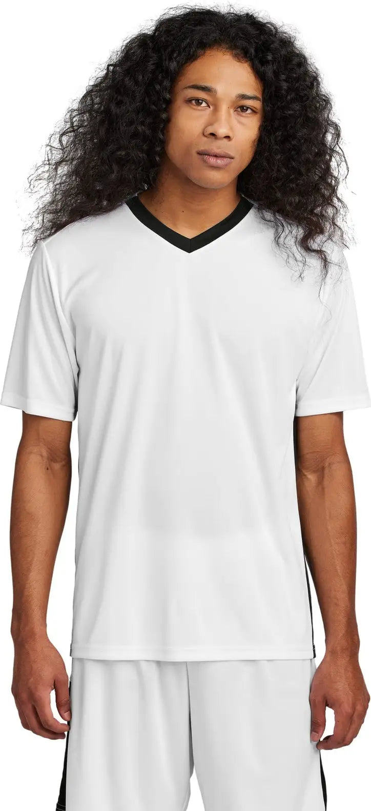 Sport-tek St101 Competitor United V-neck - White Black - White/ / Adult Xs
