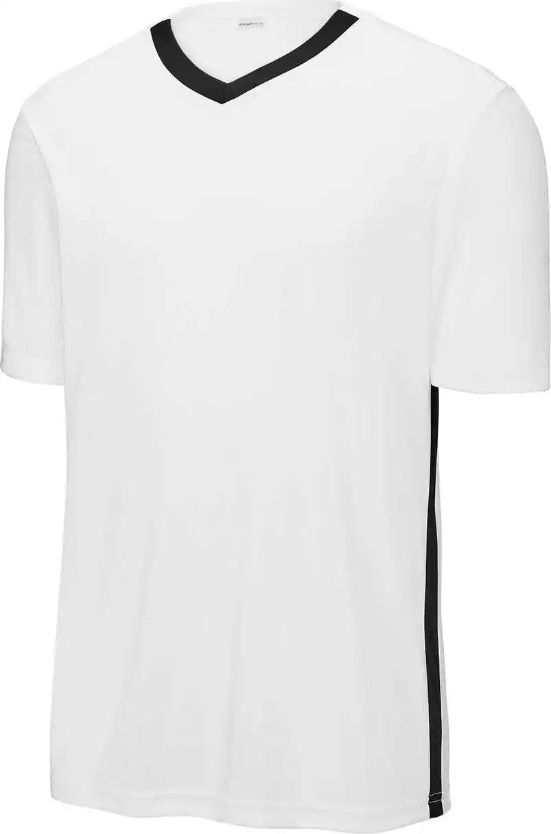 Sport-tek St101 Competitor United V-neck - White/blk
