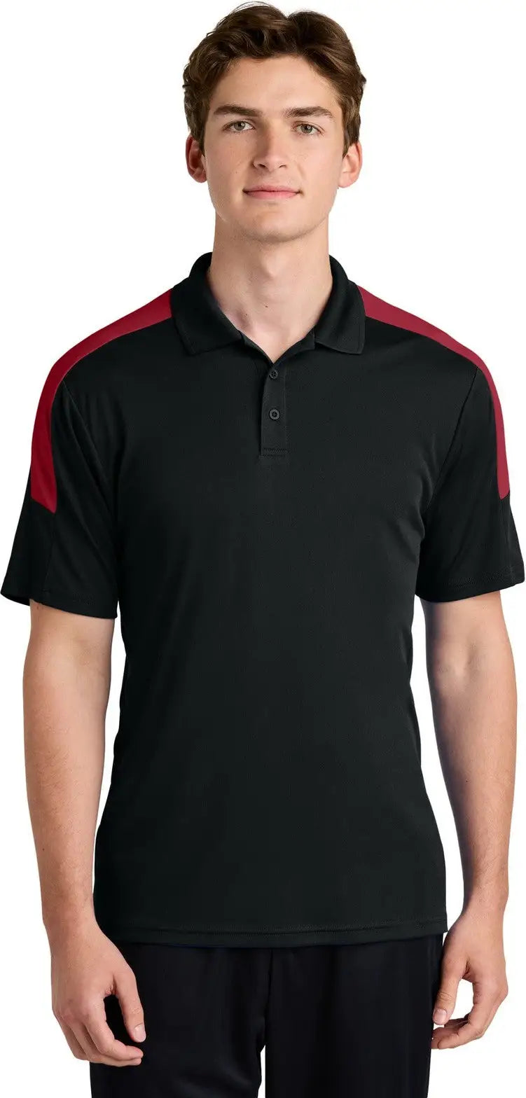 Sport-tek St104 Competitor United Polo - Black Deep Red - Black/ / Adult Xs
